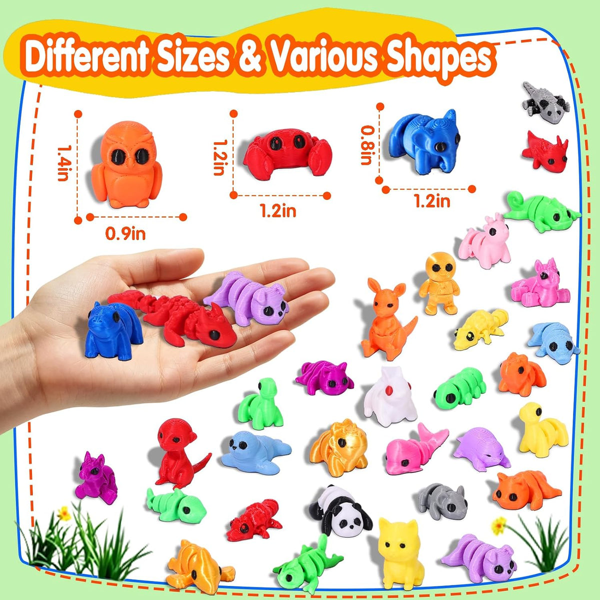 100 Pcs Mini 3D Printed Animal Figurines