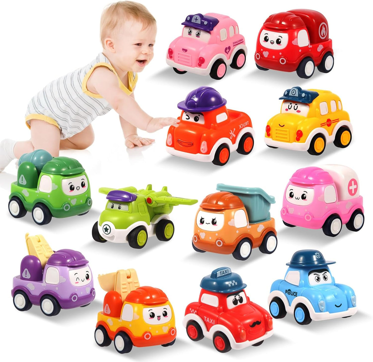 12 Pcs Pull Back Cars Set for Toddlers
