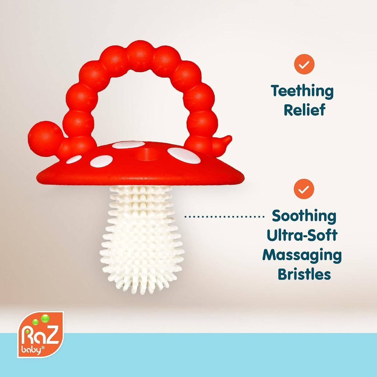 Soft Silicone Infant Teether Toy with Massaging Bristles, 3M+