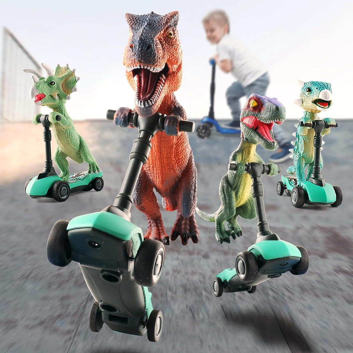 Dinosaur Scooter Pull Back Cars