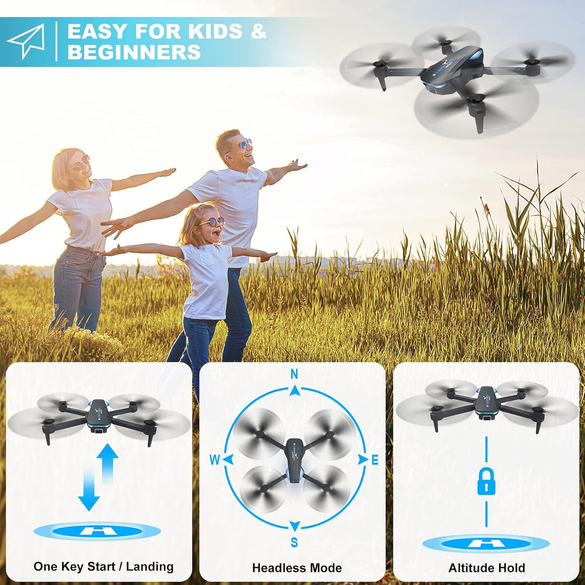 1080P Foldable Drone with Camera for Beginners and Adults