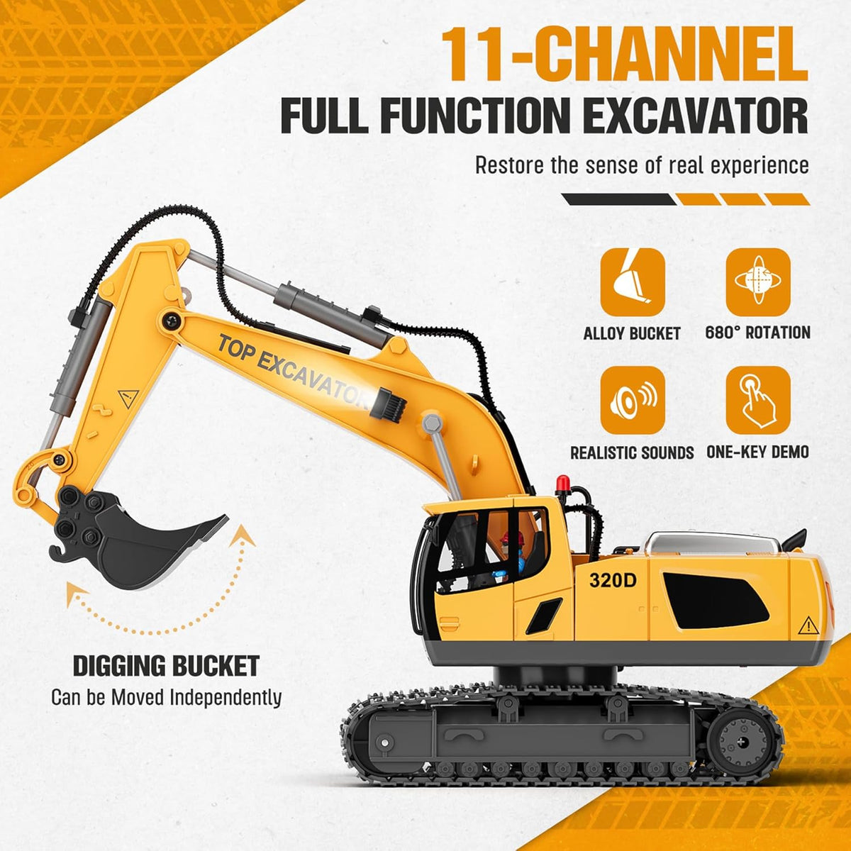 11-Channel Remote Control Excavator