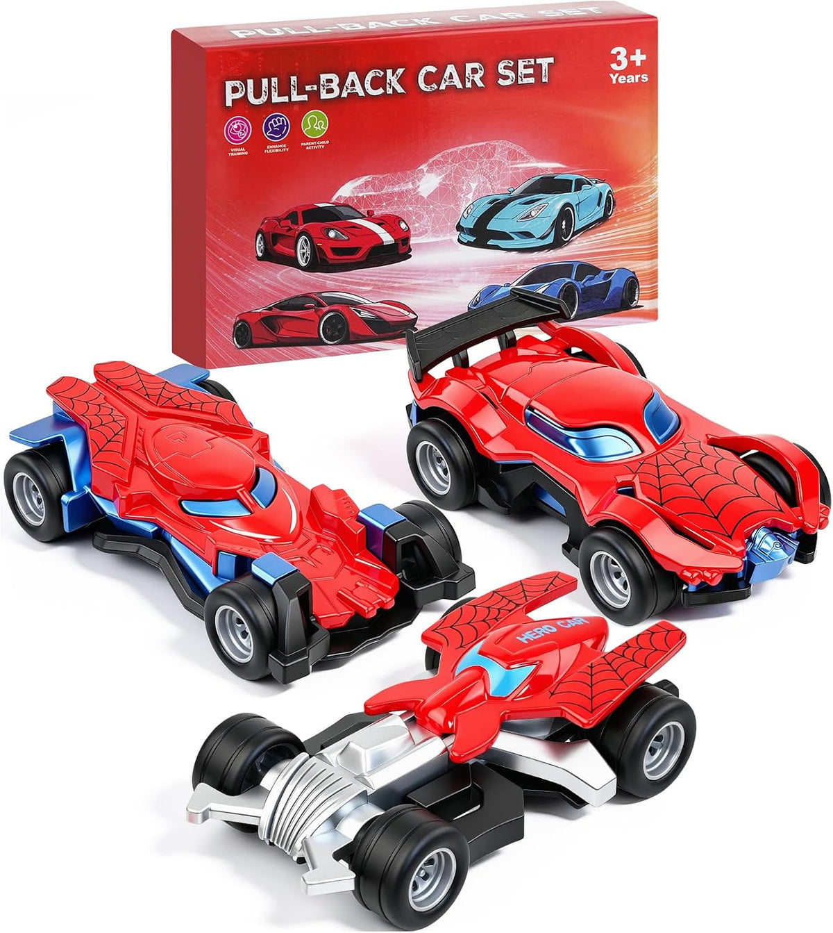 3 Pack Pull Back Cars