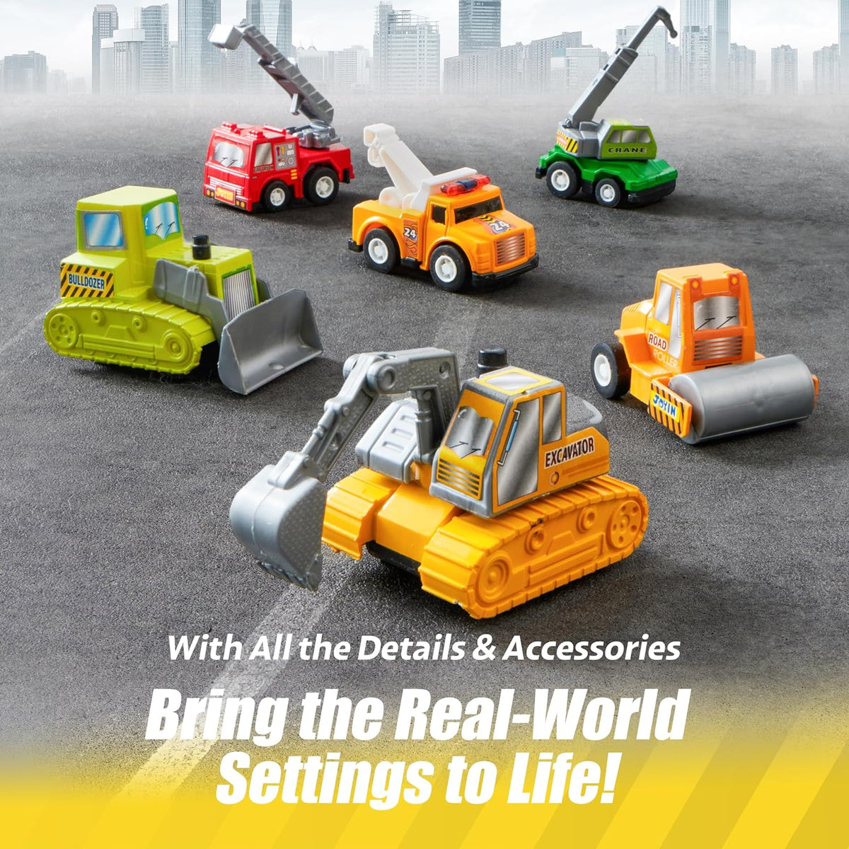 18 Pcs Pull Back City Cars and Trucks