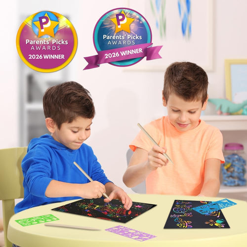 100 Pcs Rainbow Scratch Paper Art Kit