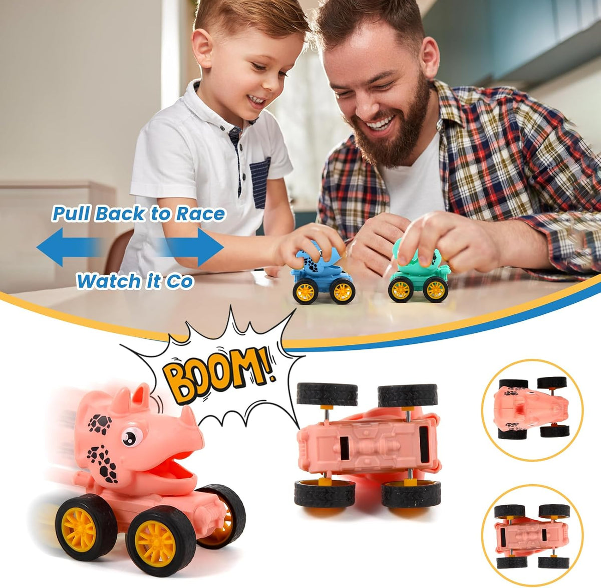 18 Pcs Dinosaur Pull Back Cars Set