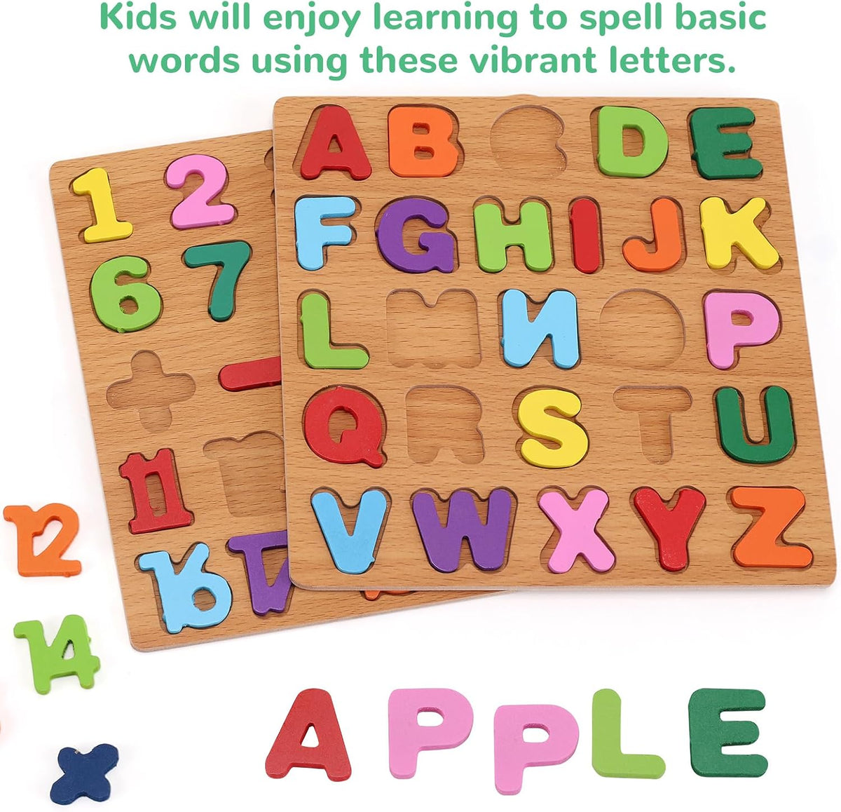 Wooden Puzzles for Kids Ages 3-5, 3 Pack ABC, Number and Shape