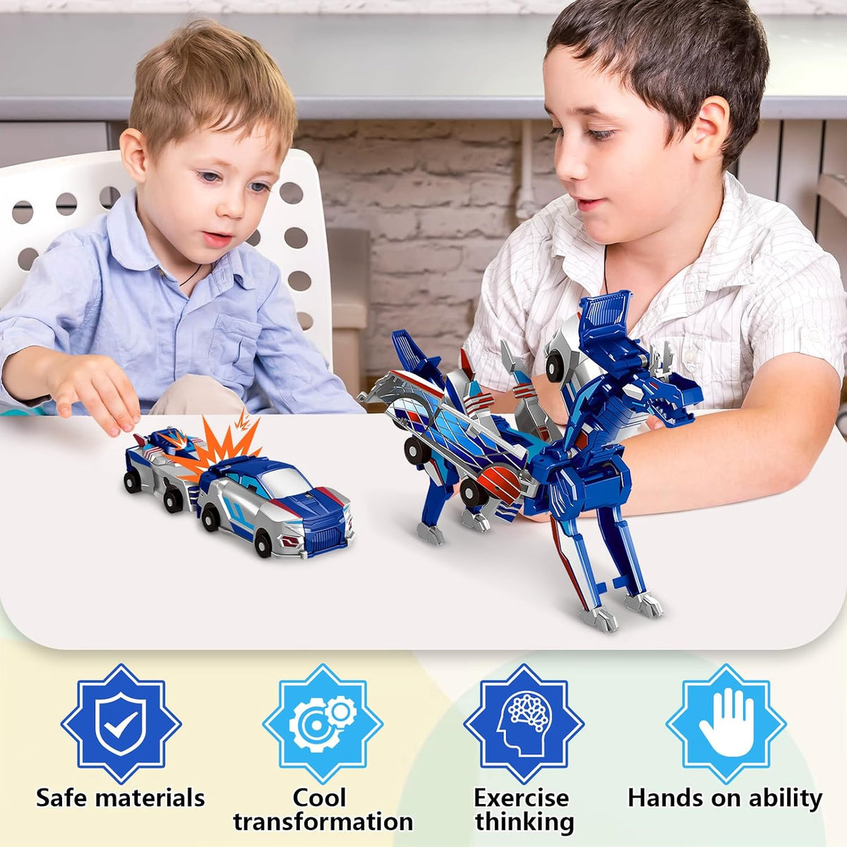 Magnetic Collision Transforming Dinosaur Car