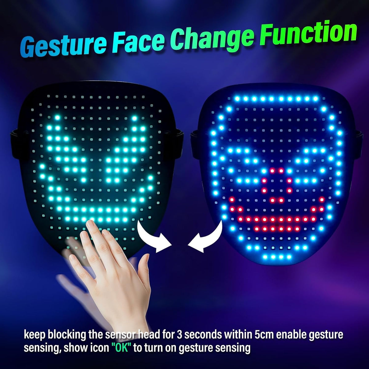 LED Light up Mask with Gesture Control