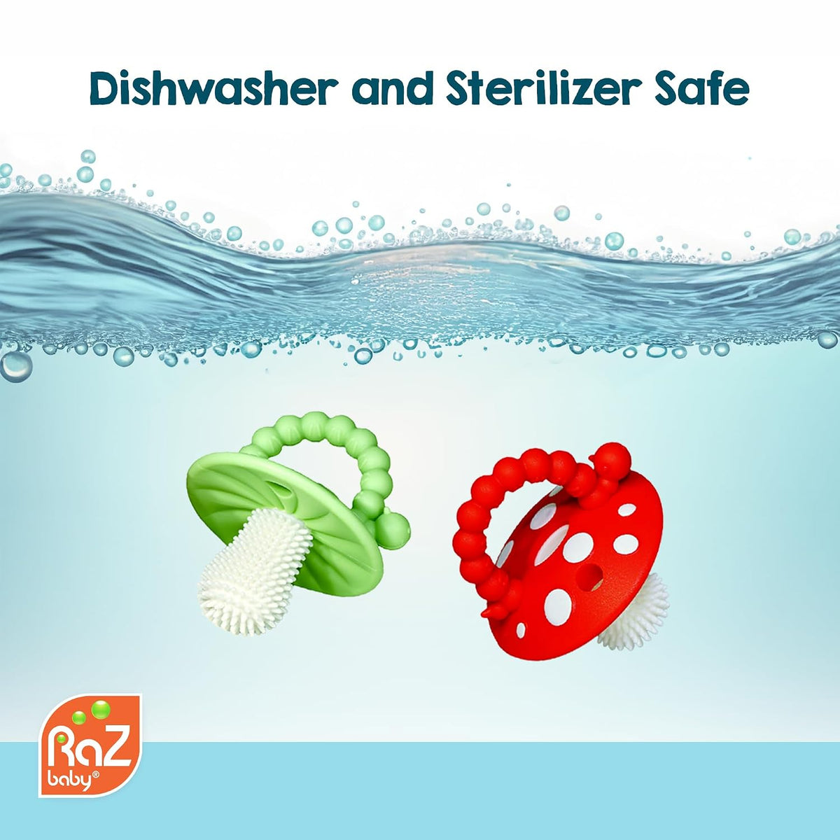 Soft Silicone Infant Teether Toy with Massaging Bristles, 3M+