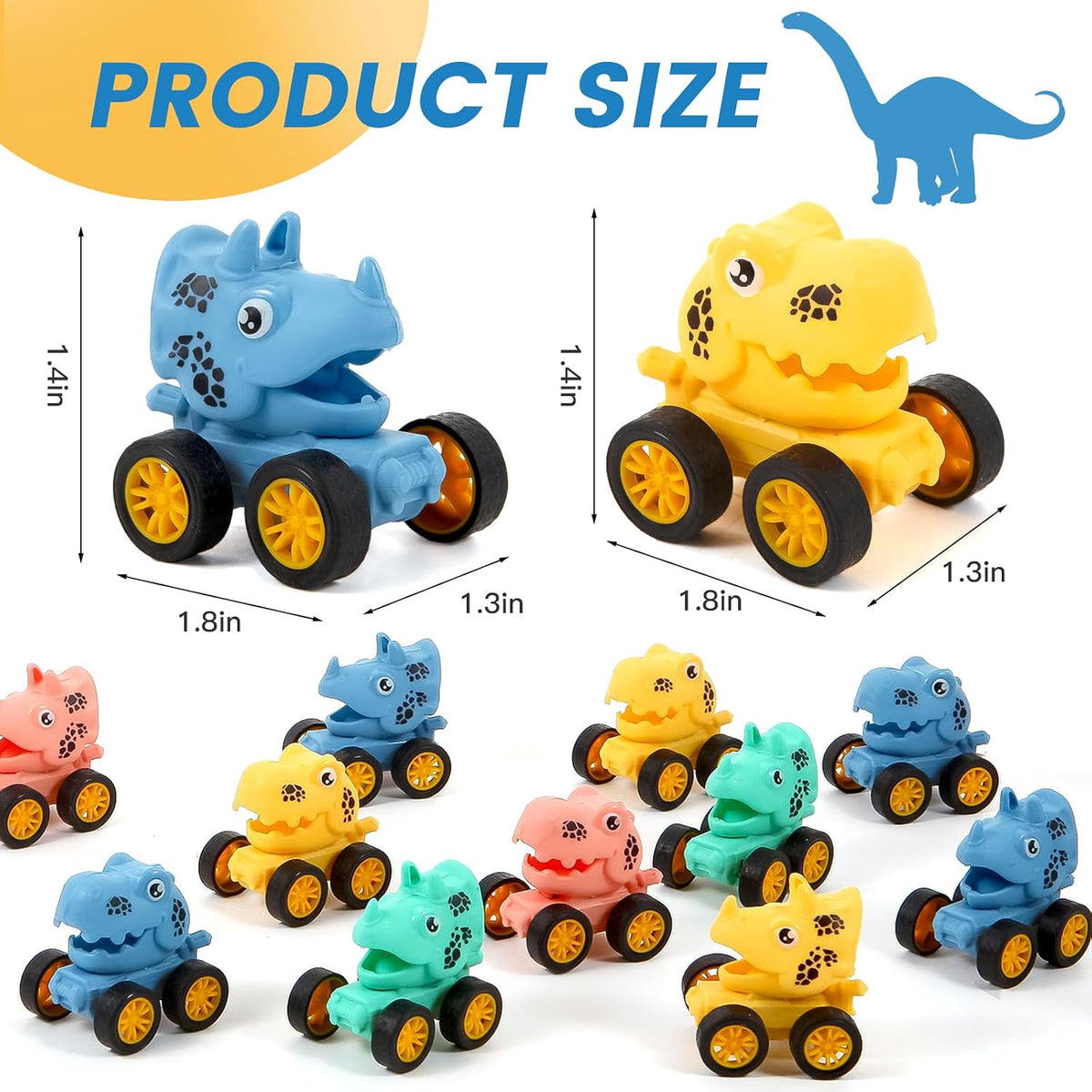18 Pcs Dinosaur Pull Back Cars Set