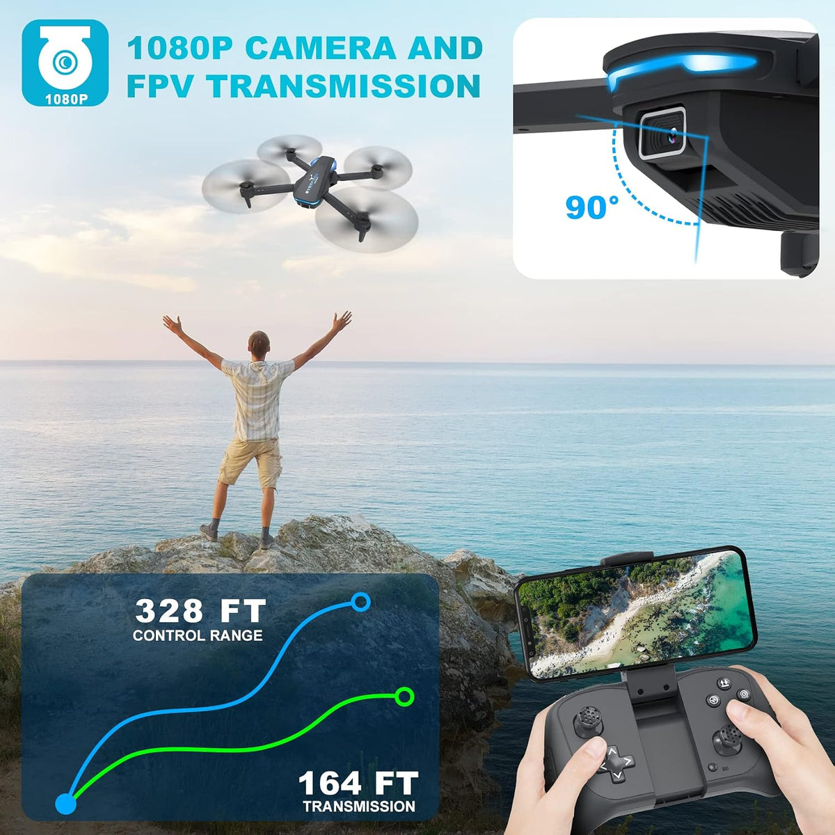 1080P Foldable Drone with Camera for Beginners and Adults