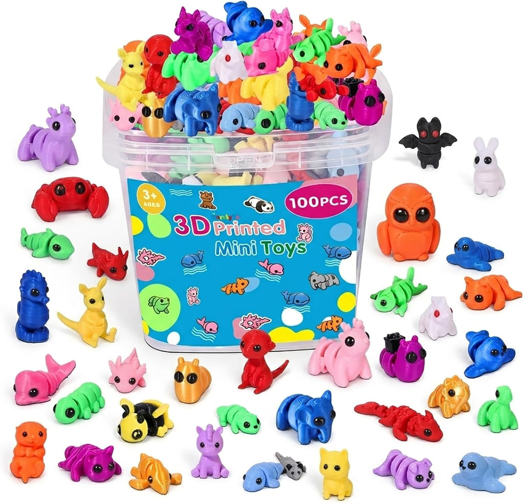 100 Pcs Mini 3D Printed Animal Figurines