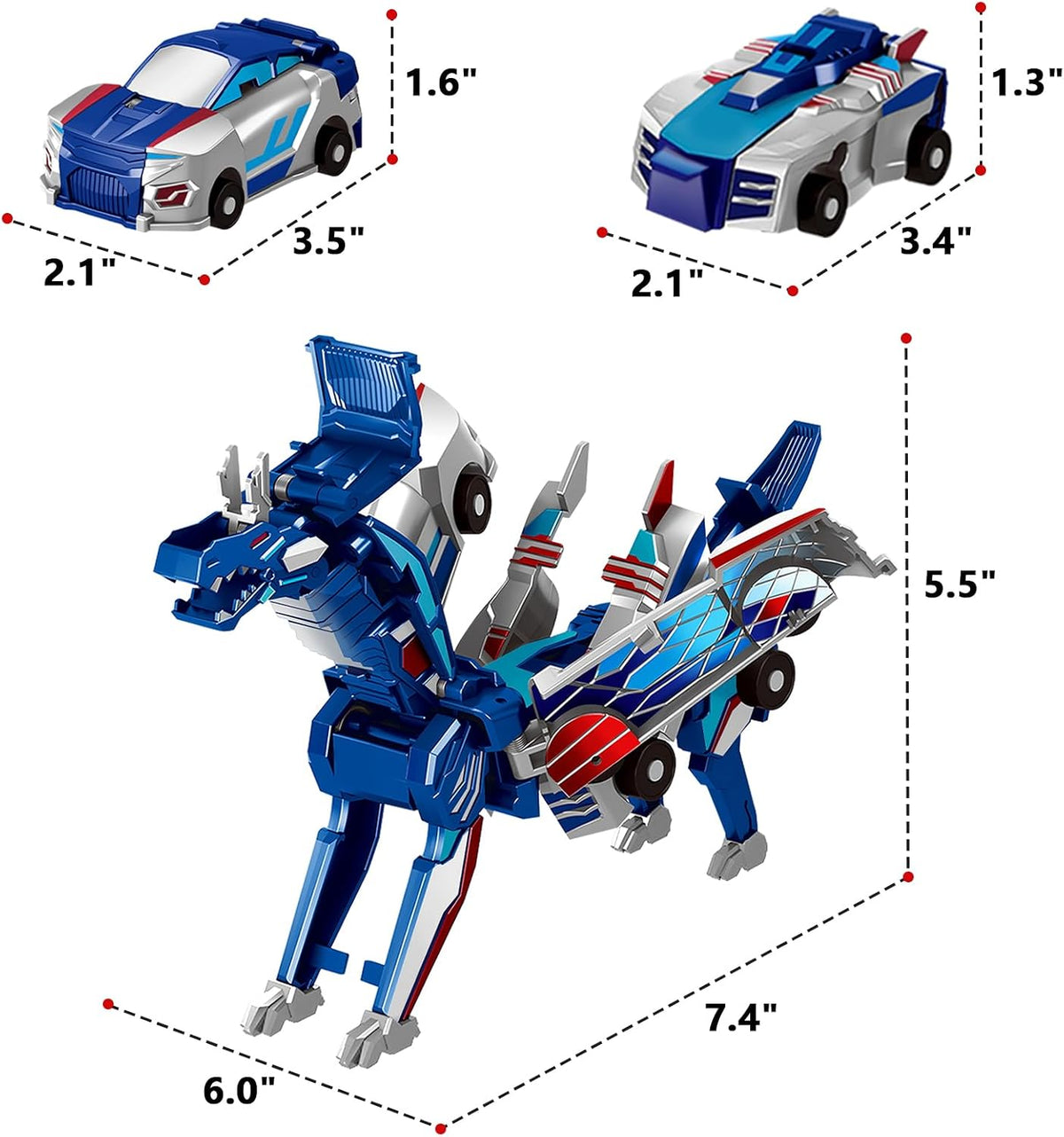 Magnetic Collision Transforming Dinosaur Car