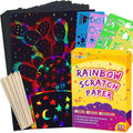 100 Pcs Rainbow Scratch Paper Art Kit
