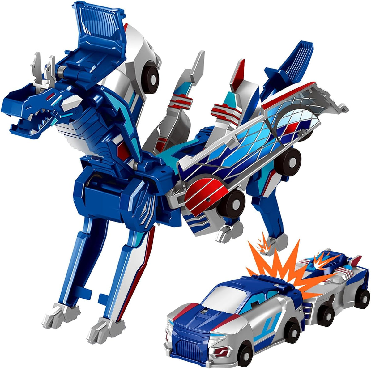 Magnetic Collision Transforming Dinosaur Car