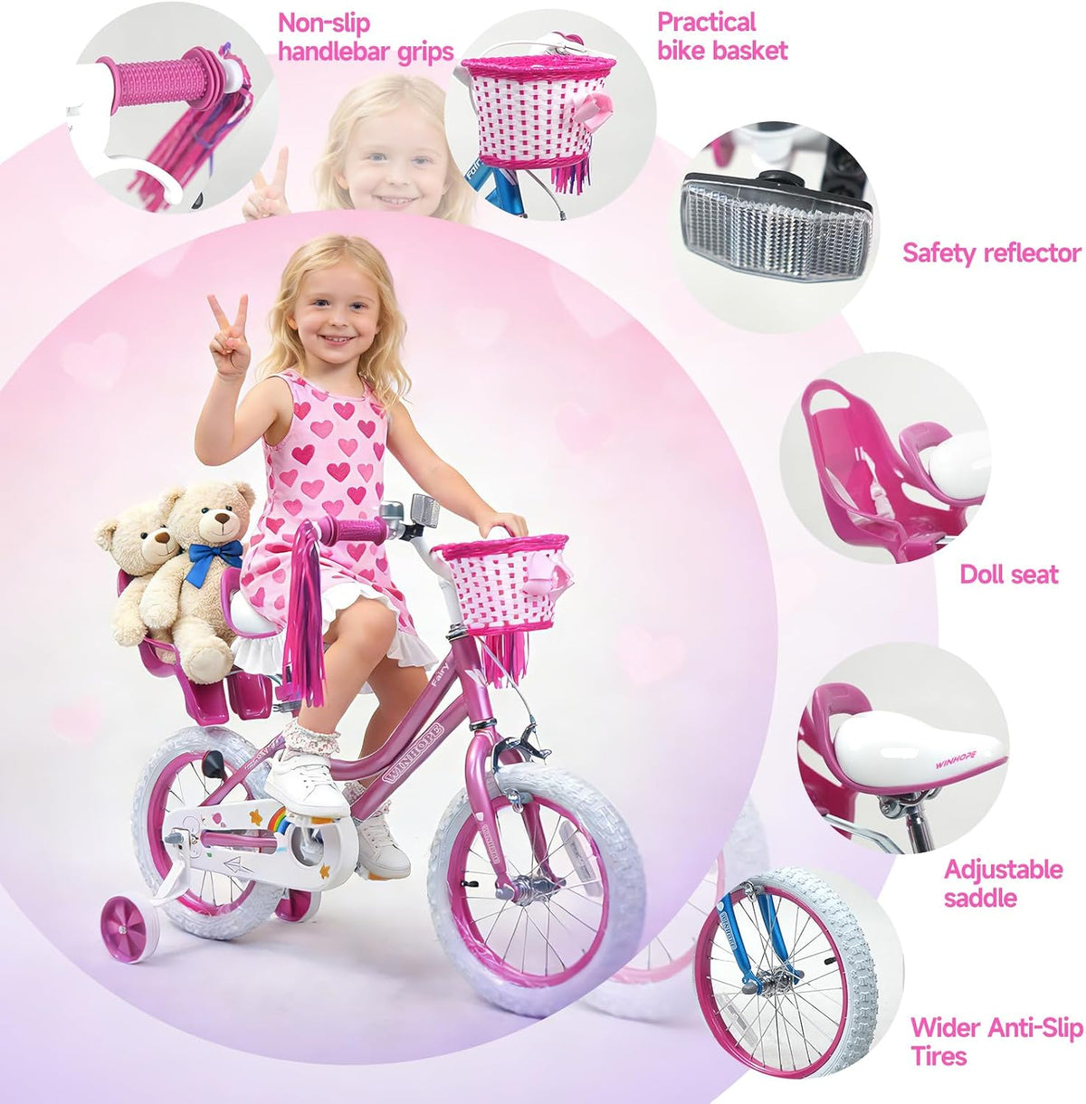 Fairy Girls Bike with Doll Seat