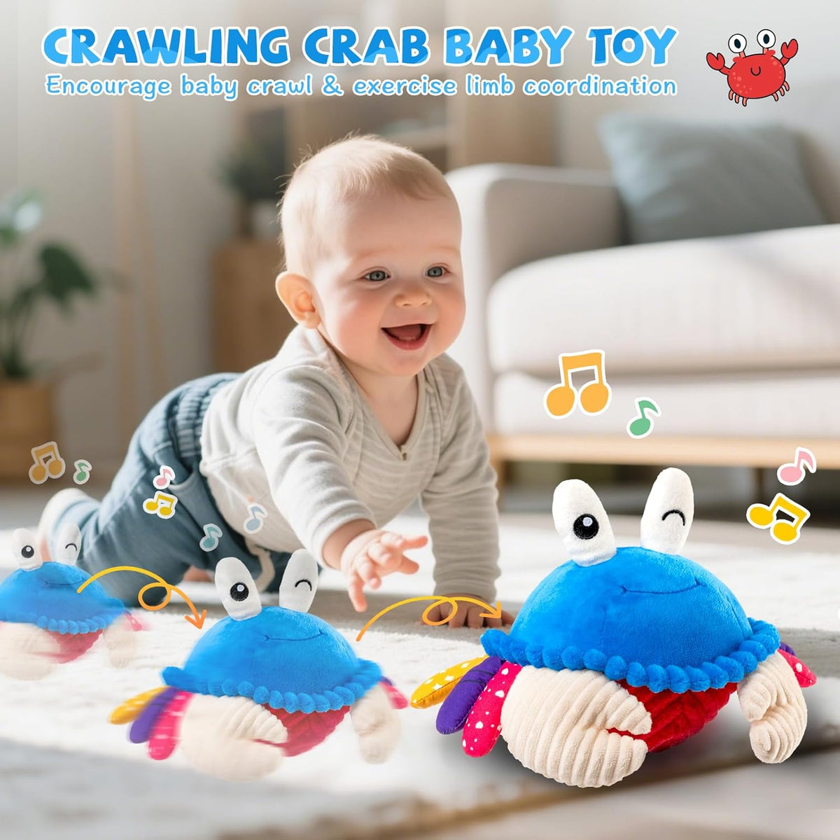 Interactive Crawling Crab Toy, Musical with 40 Songs