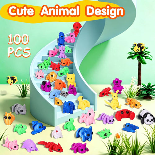 100 Pcs Mini 3D Printed Animal Figurines