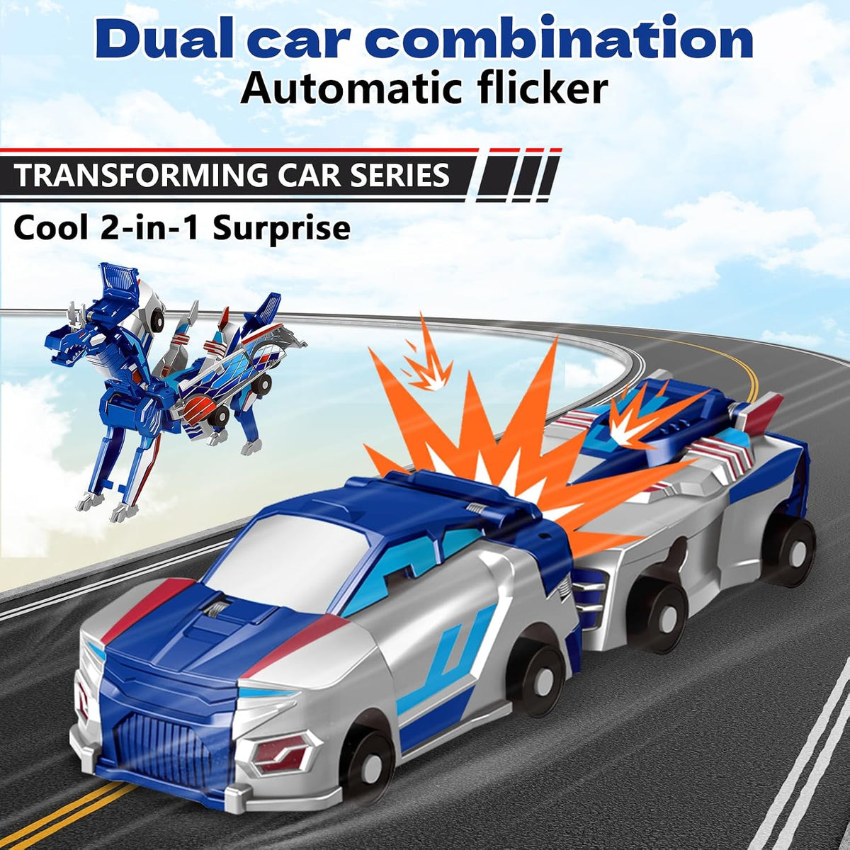 Magnetic Collision Transforming Dinosaur Car